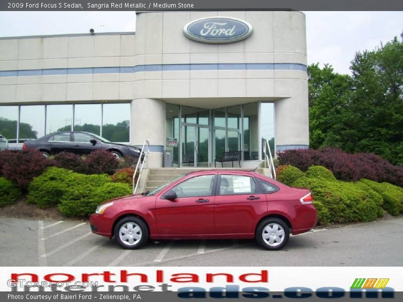 Sangria Red Metallic / Medium Stone 2009 Ford Focus S Sedan