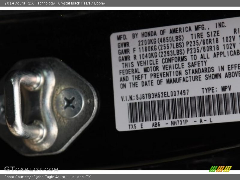 Crystal Black Pearl / Ebony 2014 Acura RDX Technology
