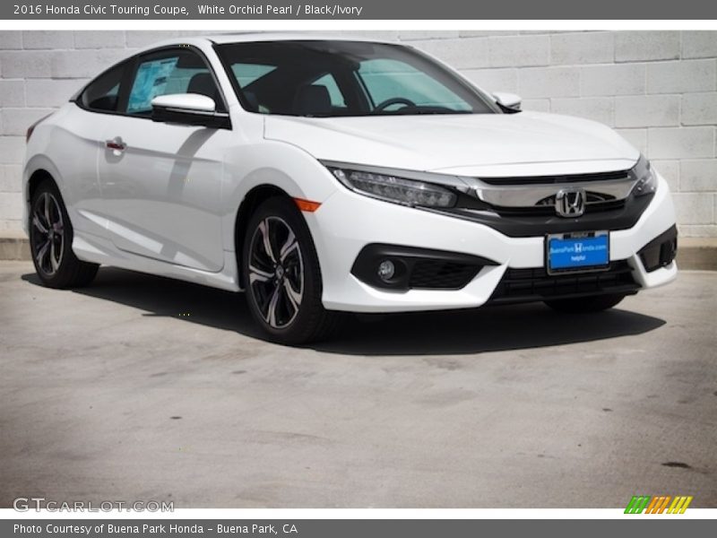 White Orchid Pearl / Black/Ivory 2016 Honda Civic Touring Coupe