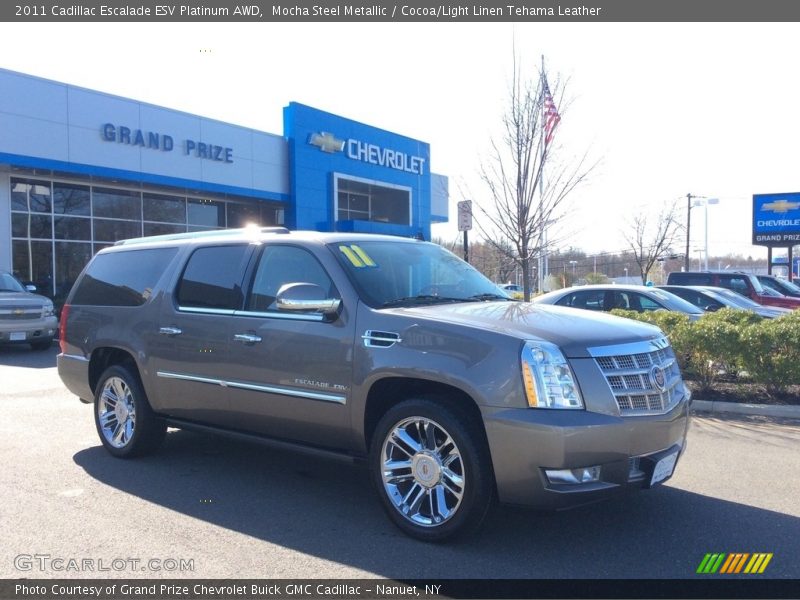 Mocha Steel Metallic / Cocoa/Light Linen Tehama Leather 2011 Cadillac Escalade ESV Platinum AWD