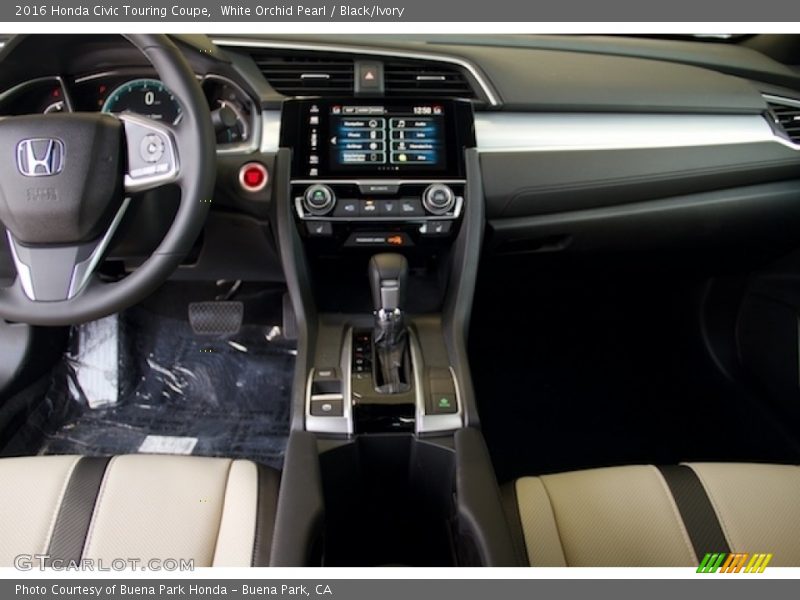 White Orchid Pearl / Black/Ivory 2016 Honda Civic Touring Coupe