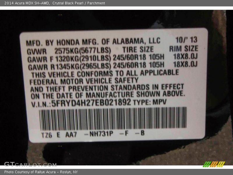 Crystal Black Pearl / Parchment 2014 Acura MDX SH-AWD