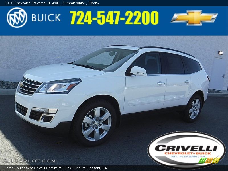 Summit White / Ebony 2016 Chevrolet Traverse LT AWD