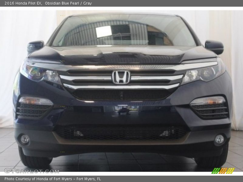 Obsidian Blue Pearl / Gray 2016 Honda Pilot EX