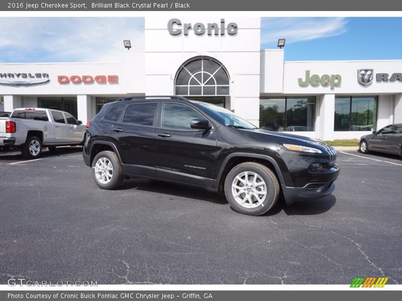 Brilliant Black Crystal Pearl / Black 2016 Jeep Cherokee Sport