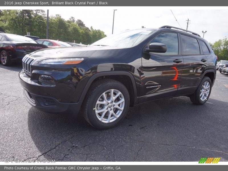 Brilliant Black Crystal Pearl / Black 2016 Jeep Cherokee Sport