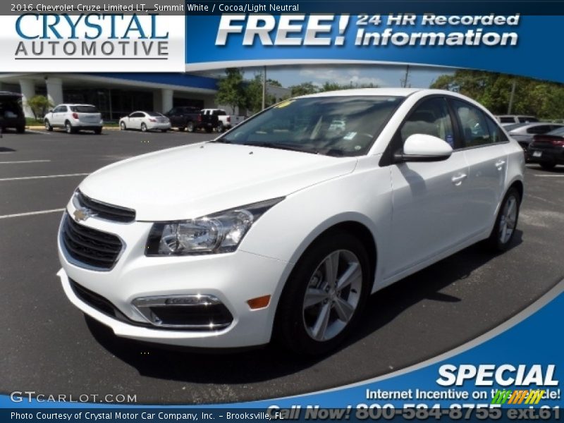 Summit White / Cocoa/Light Neutral 2016 Chevrolet Cruze Limited LT