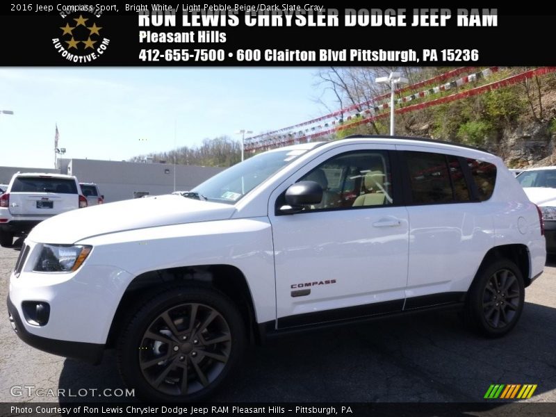 Bright White / Light Pebble Beige/Dark Slate Gray 2016 Jeep Compass Sport