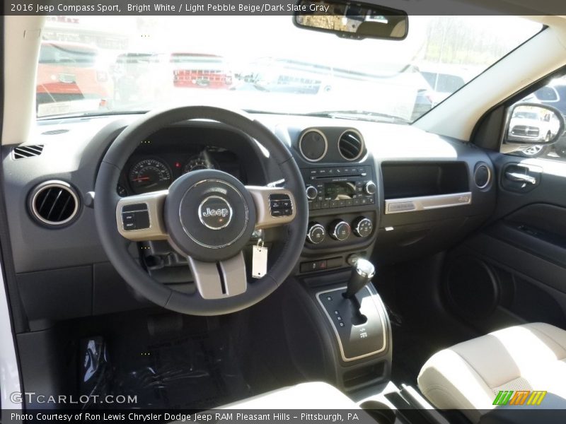 Bright White / Light Pebble Beige/Dark Slate Gray 2016 Jeep Compass Sport