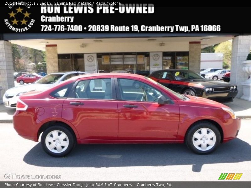 Sangria Red Metallic / Medium Stone 2011 Ford Focus S Sedan