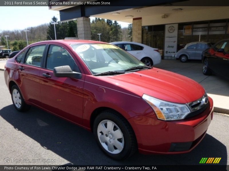 Sangria Red Metallic / Medium Stone 2011 Ford Focus S Sedan