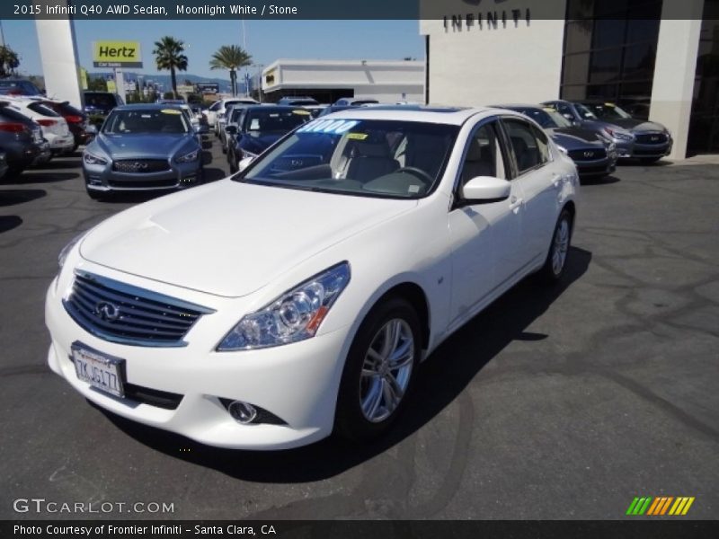 Moonlight White / Stone 2015 Infiniti Q40 AWD Sedan