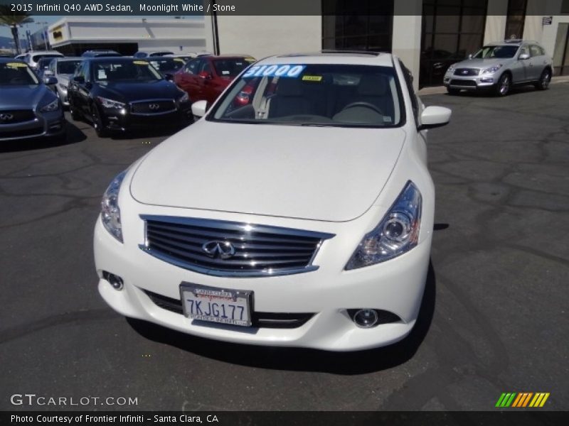 Moonlight White / Stone 2015 Infiniti Q40 AWD Sedan