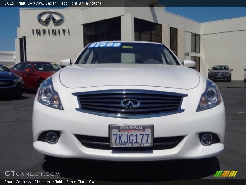 Moonlight White / Stone 2015 Infiniti Q40 AWD Sedan