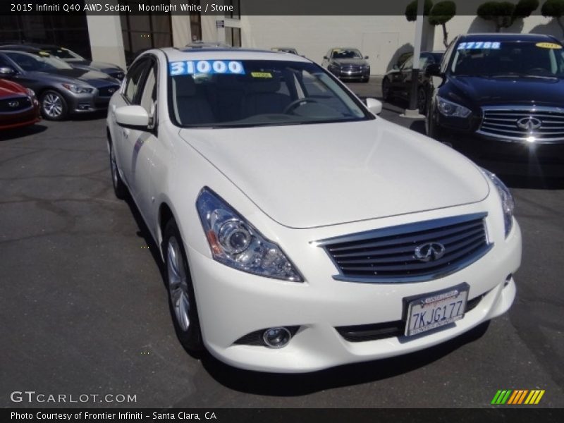 Moonlight White / Stone 2015 Infiniti Q40 AWD Sedan