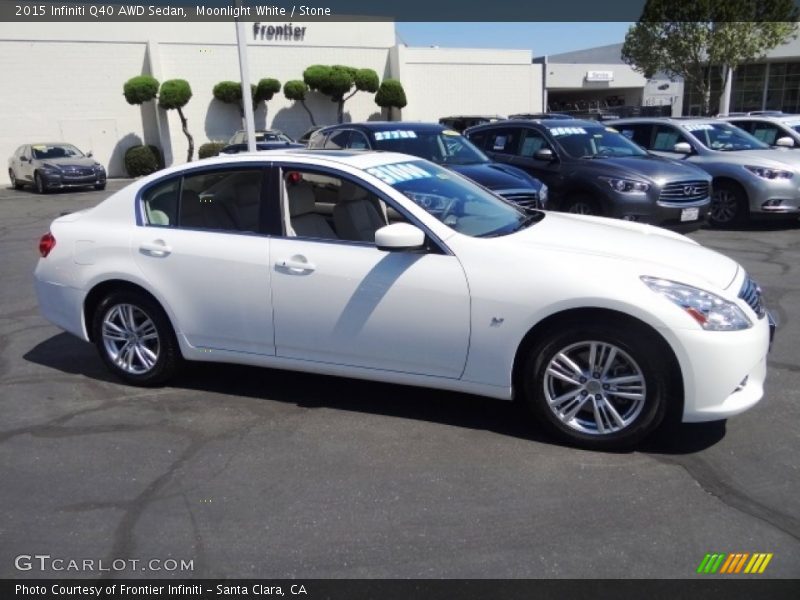 Moonlight White / Stone 2015 Infiniti Q40 AWD Sedan