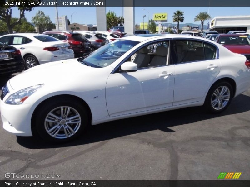 Moonlight White / Stone 2015 Infiniti Q40 AWD Sedan