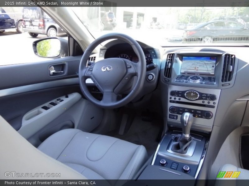 Moonlight White / Stone 2015 Infiniti Q40 AWD Sedan