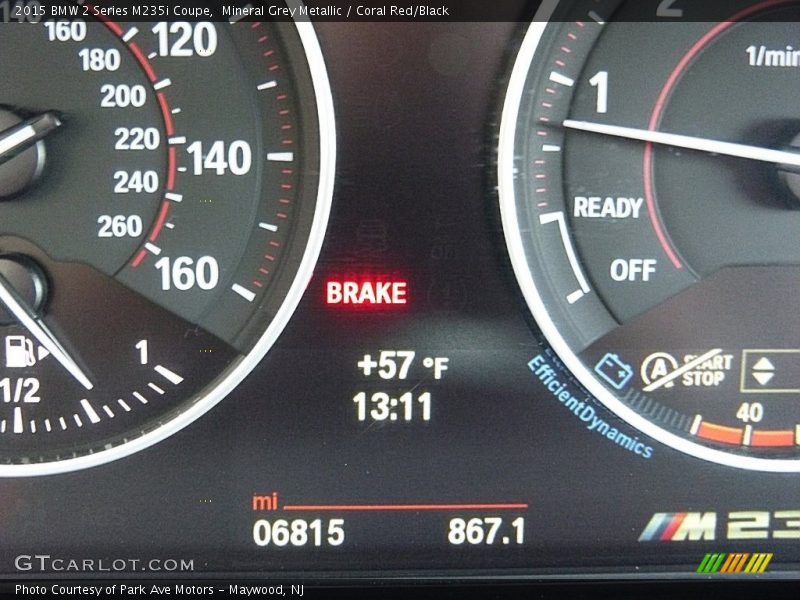 Mineral Grey Metallic / Coral Red/Black 2015 BMW 2 Series M235i Coupe
