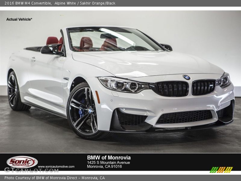 Alpine White / Sakhir Orange/Black 2016 BMW M4 Convertible