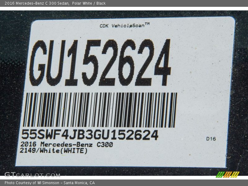 Polar White / Black 2016 Mercedes-Benz C 300 Sedan