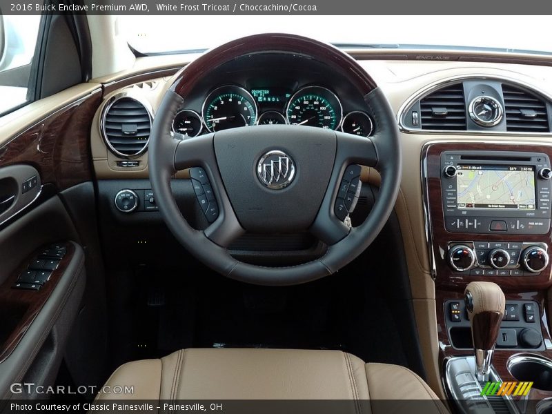 White Frost Tricoat / Choccachino/Cocoa 2016 Buick Enclave Premium AWD
