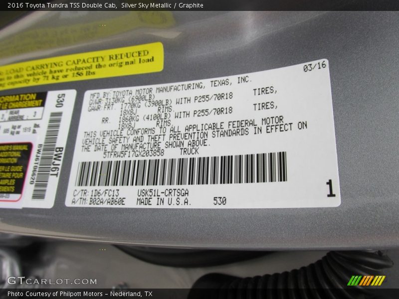 Silver Sky Metallic / Graphite 2016 Toyota Tundra TSS Double Cab