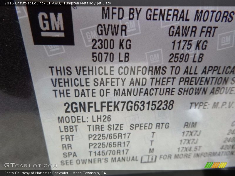 Tungsten Metallic / Jet Black 2016 Chevrolet Equinox LT AWD