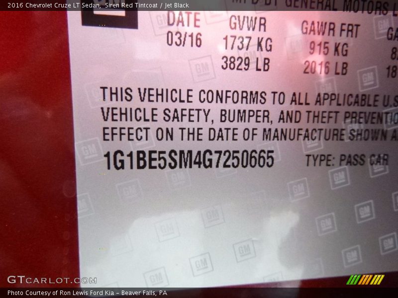 Siren Red Tintcoat / Jet Black 2016 Chevrolet Cruze LT Sedan