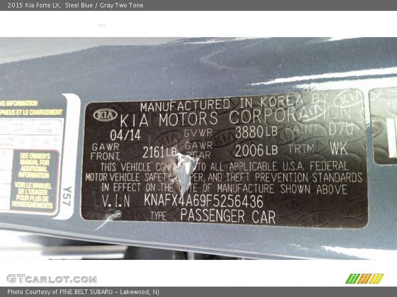Steel Blue / Gray Two Tone 2015 Kia Forte LX