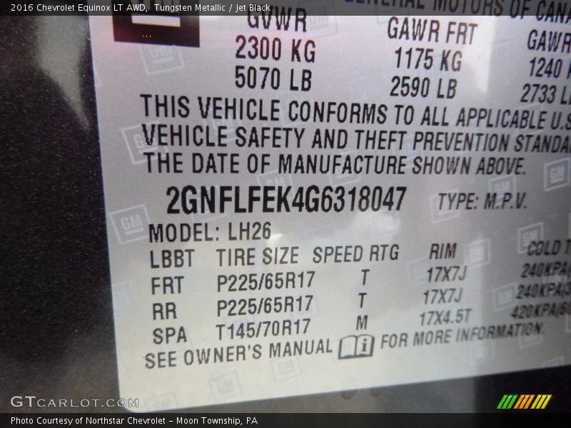 Tungsten Metallic / Jet Black 2016 Chevrolet Equinox LT AWD