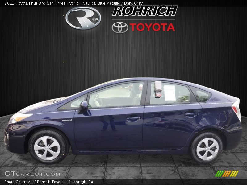 Nautical Blue Metallic / Dark Gray 2012 Toyota Prius 3rd Gen Three Hybrid
