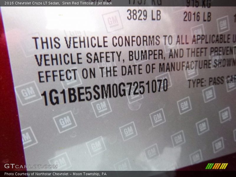 Siren Red Tintcoat / Jet Black 2016 Chevrolet Cruze LT Sedan