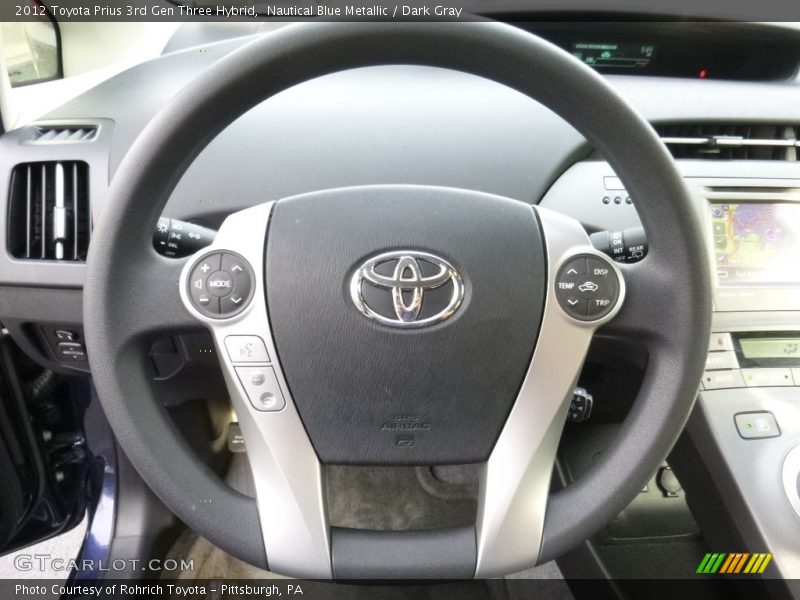 Nautical Blue Metallic / Dark Gray 2012 Toyota Prius 3rd Gen Three Hybrid