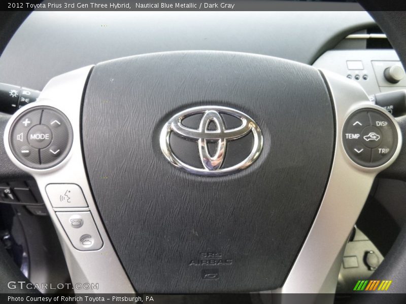 Nautical Blue Metallic / Dark Gray 2012 Toyota Prius 3rd Gen Three Hybrid
