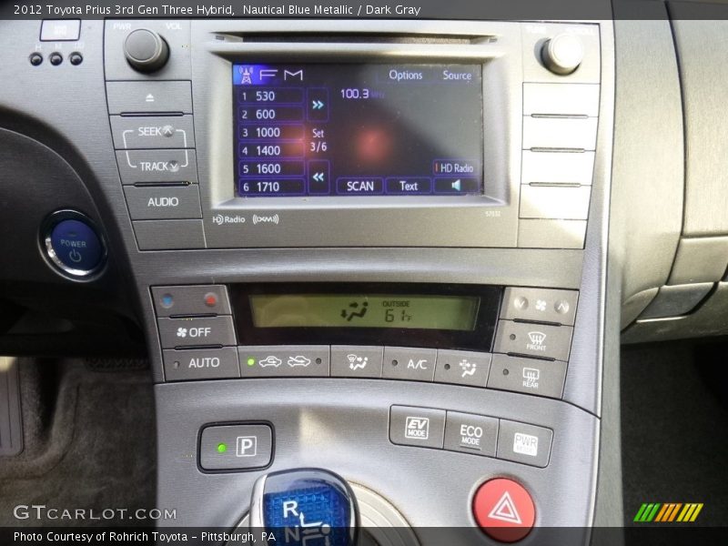 Nautical Blue Metallic / Dark Gray 2012 Toyota Prius 3rd Gen Three Hybrid