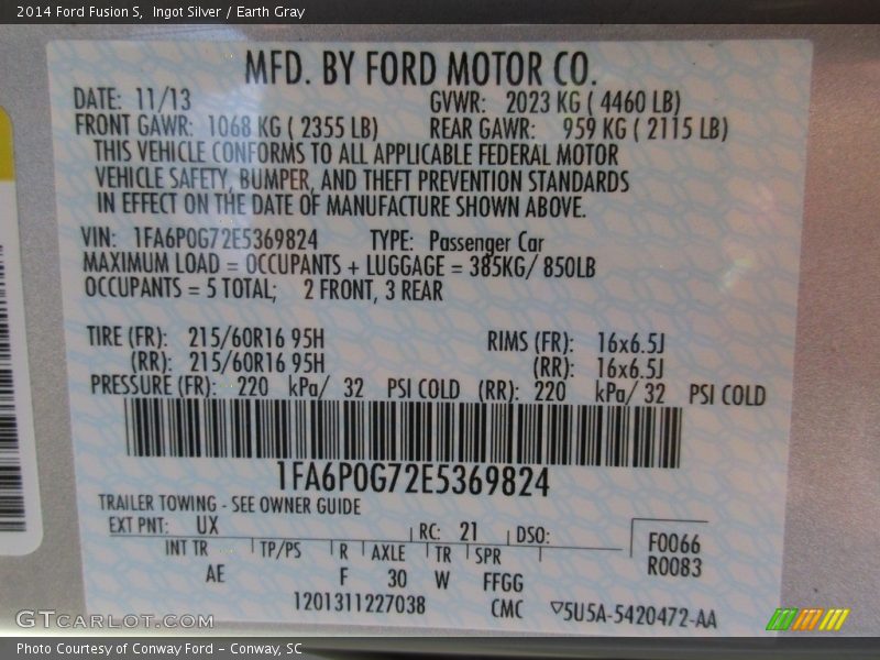 Ingot Silver / Earth Gray 2014 Ford Fusion S