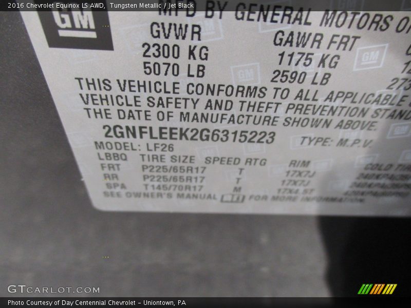 Tungsten Metallic / Jet Black 2016 Chevrolet Equinox LS AWD