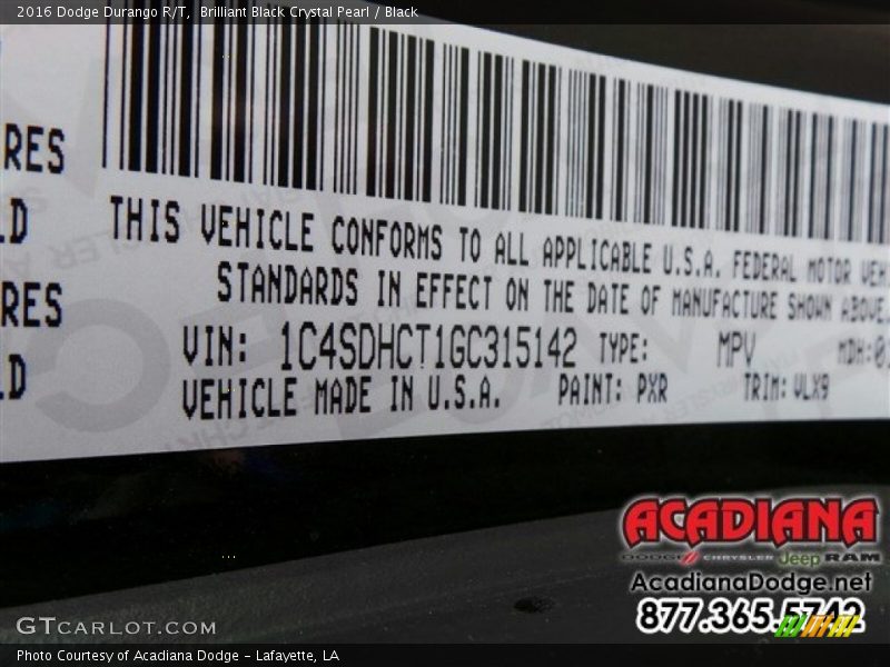 Brilliant Black Crystal Pearl / Black 2016 Dodge Durango R/T