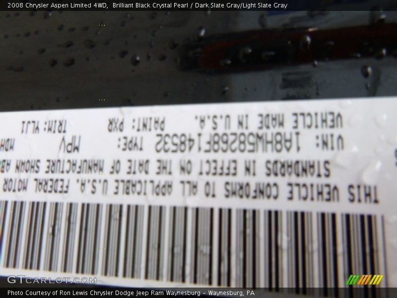 Brilliant Black Crystal Pearl / Dark Slate Gray/Light Slate Gray 2008 Chrysler Aspen Limited 4WD