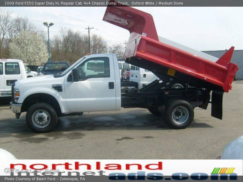 Oxford White / Medium Stone 2009 Ford F350 Super Duty XL Regular Cab 4x4 Chassis Dump Truck