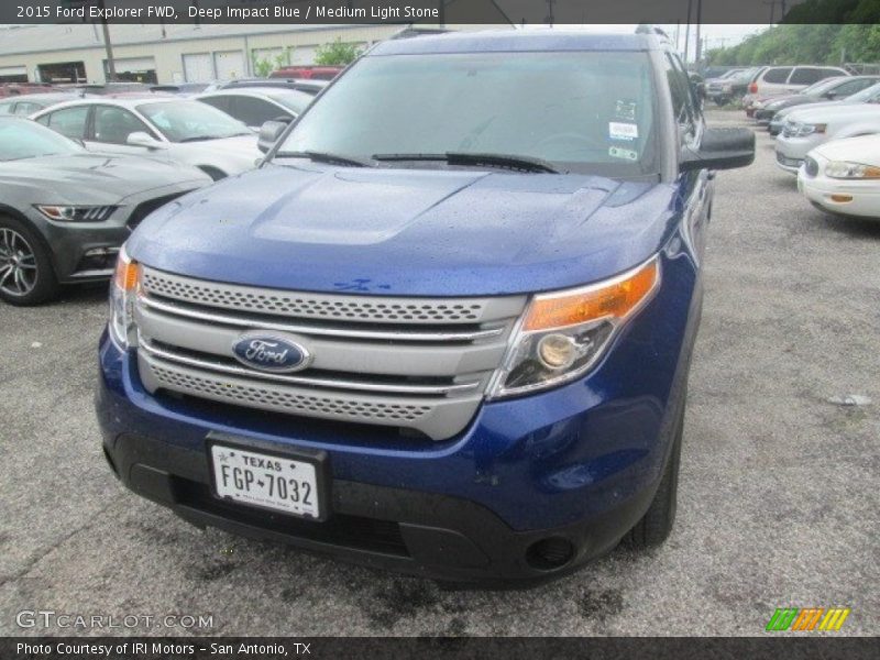 Deep Impact Blue / Medium Light Stone 2015 Ford Explorer FWD