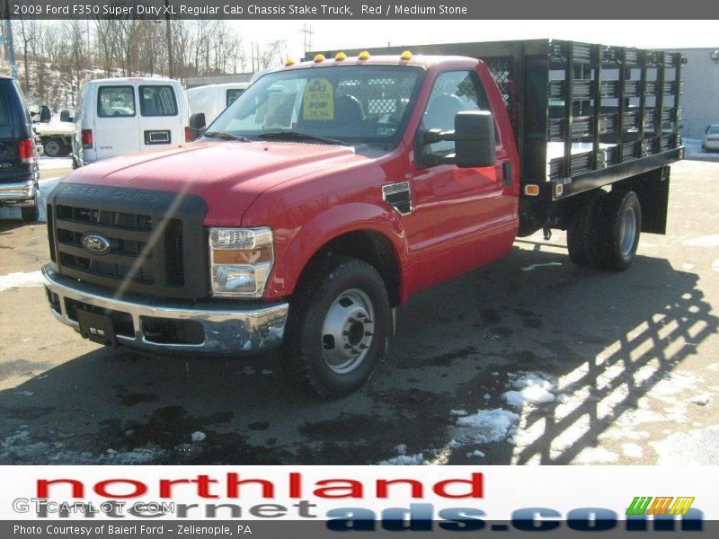 Red / Medium Stone 2009 Ford F350 Super Duty XL Regular Cab Chassis Stake Truck