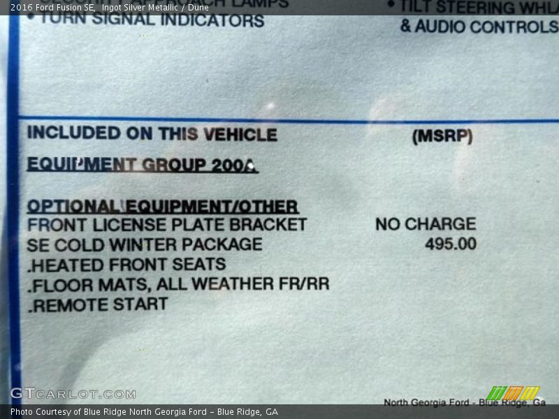 Ingot Silver Metallic / Dune 2016 Ford Fusion SE