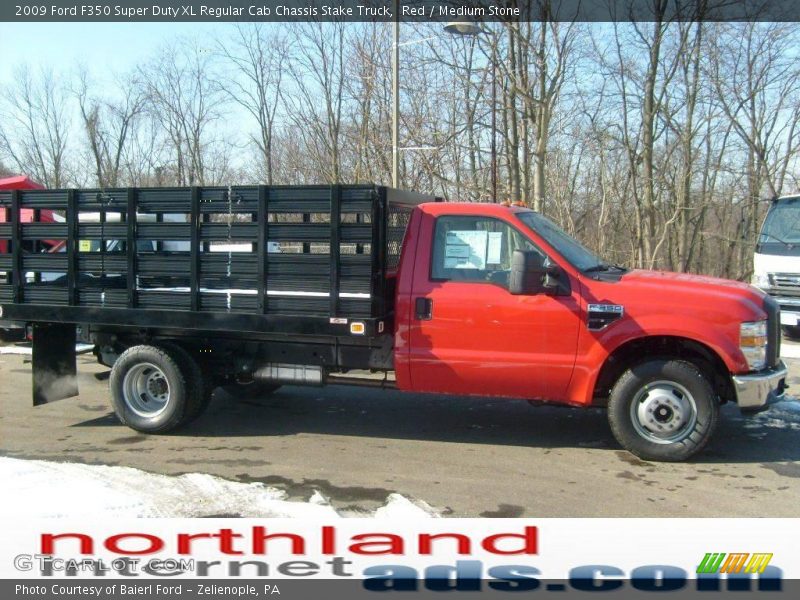 Red / Medium Stone 2009 Ford F350 Super Duty XL Regular Cab Chassis Stake Truck
