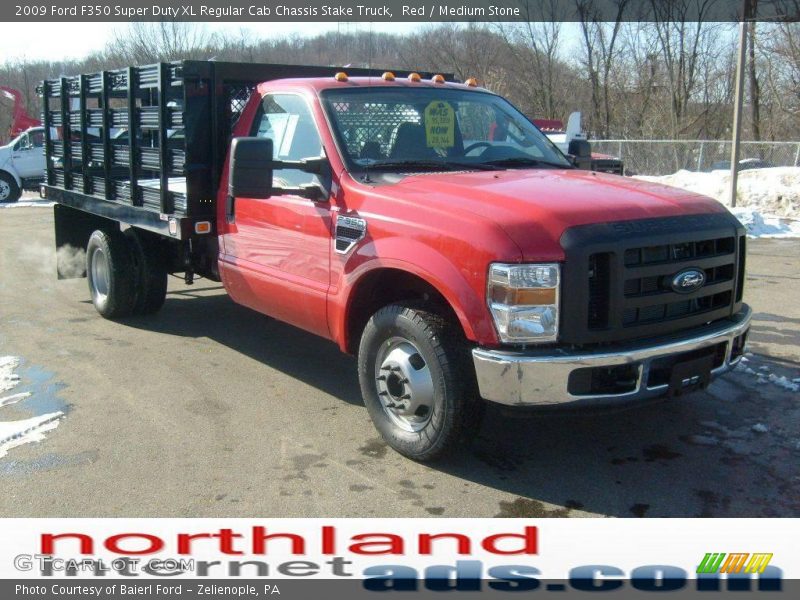 Red / Medium Stone 2009 Ford F350 Super Duty XL Regular Cab Chassis Stake Truck