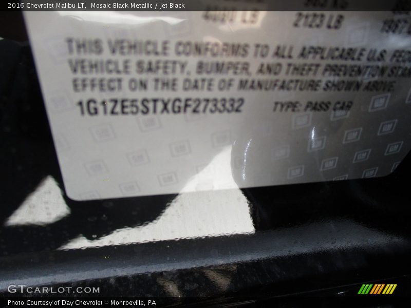 Mosaic Black Metallic / Jet Black 2016 Chevrolet Malibu LT