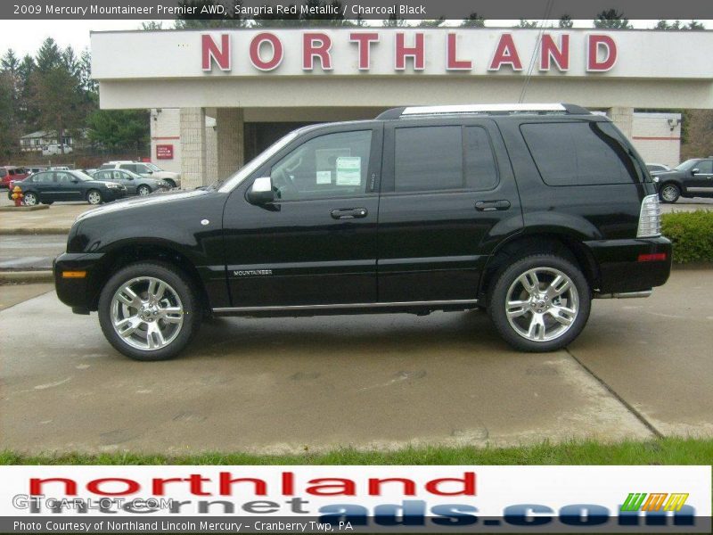 Sangria Red Metallic / Charcoal Black 2009 Mercury Mountaineer Premier AWD