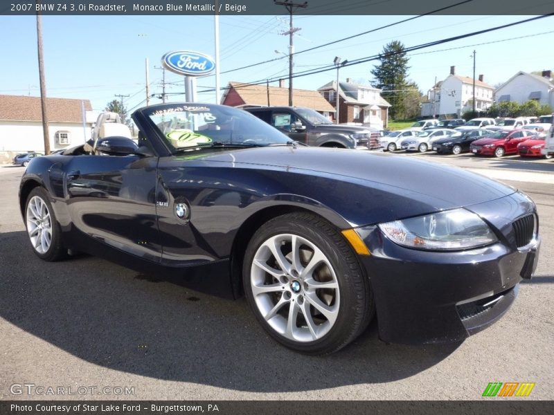 Monaco Blue Metallic / Beige 2007 BMW Z4 3.0i Roadster
