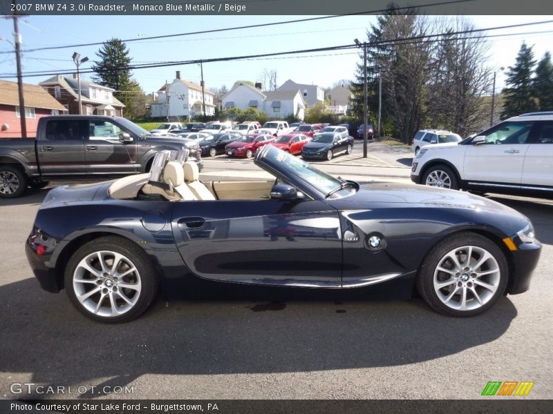 Monaco Blue Metallic / Beige 2007 BMW Z4 3.0i Roadster